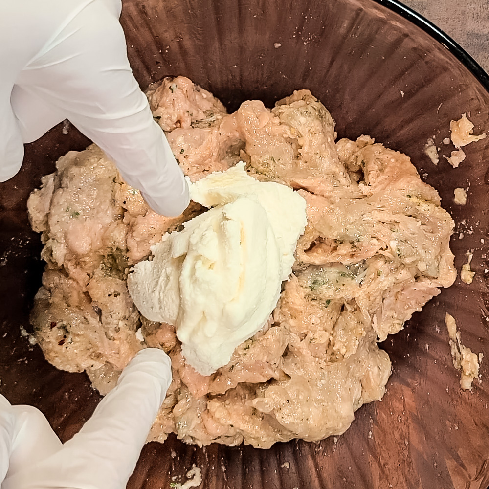 Chicken Meatball Mixture with added ricotta cheese